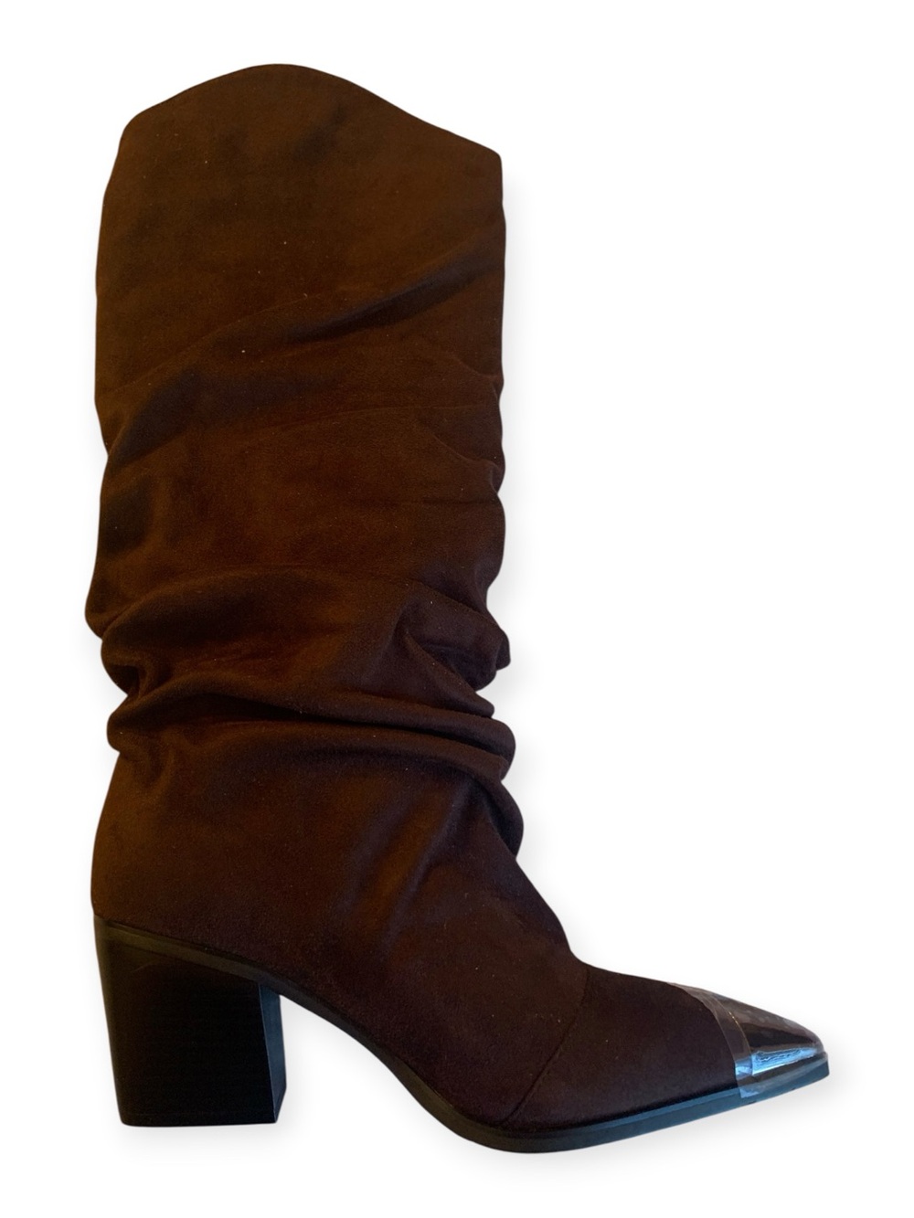 Chocolate Brown Knee-High Slouch Suede Boots Size 7